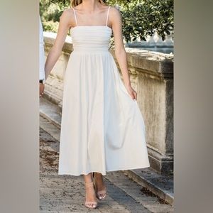 midi petal and pup sienna dress, white, size 2, worn once, perfect for brides